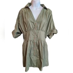 GOLD DRAMA fatigue green mini dress L